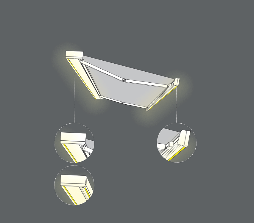 Disegno tecnico illuminazione tenda da sole t core