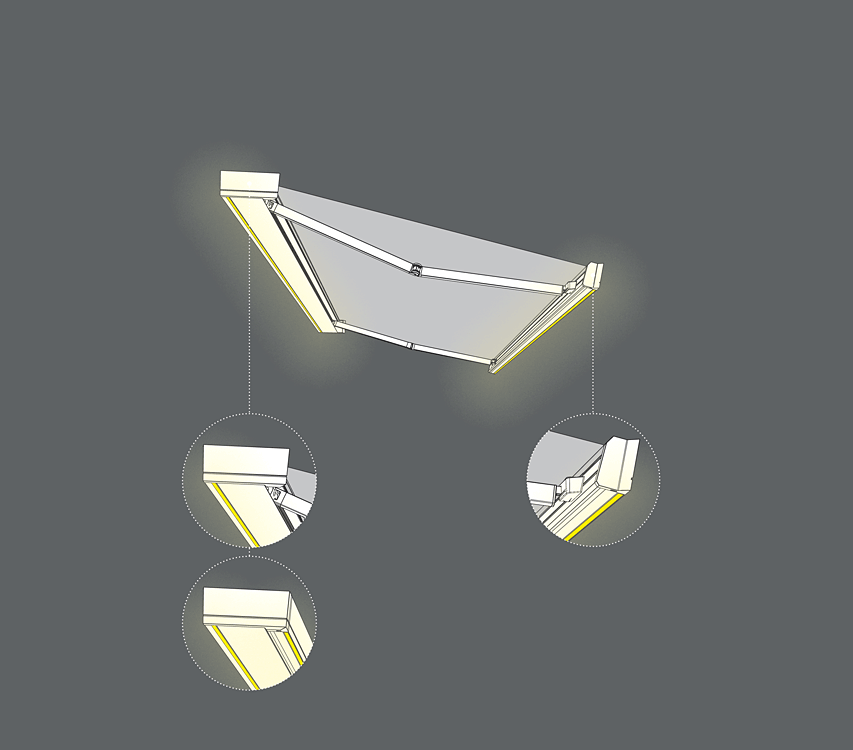 Disegni tecnici illuminazione tende da sole t-hide